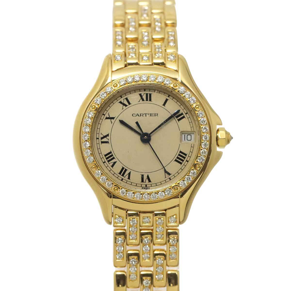 panthere cougar WF8001FR K18YG Diamond Date Cream Dial Watch