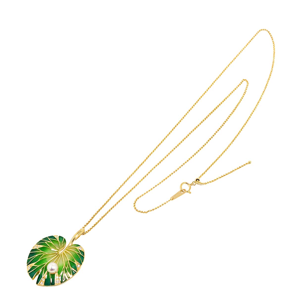 Akoya Pearl 5.3mm Diamond 0.12ct Necklace 18K K18 YG 750