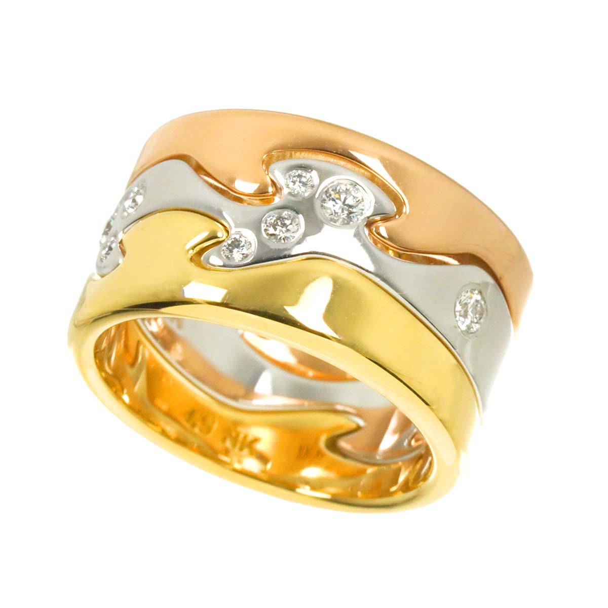 Fusion Diamond Ring 18K YG WG PG 750 size49 4.75-5(US)