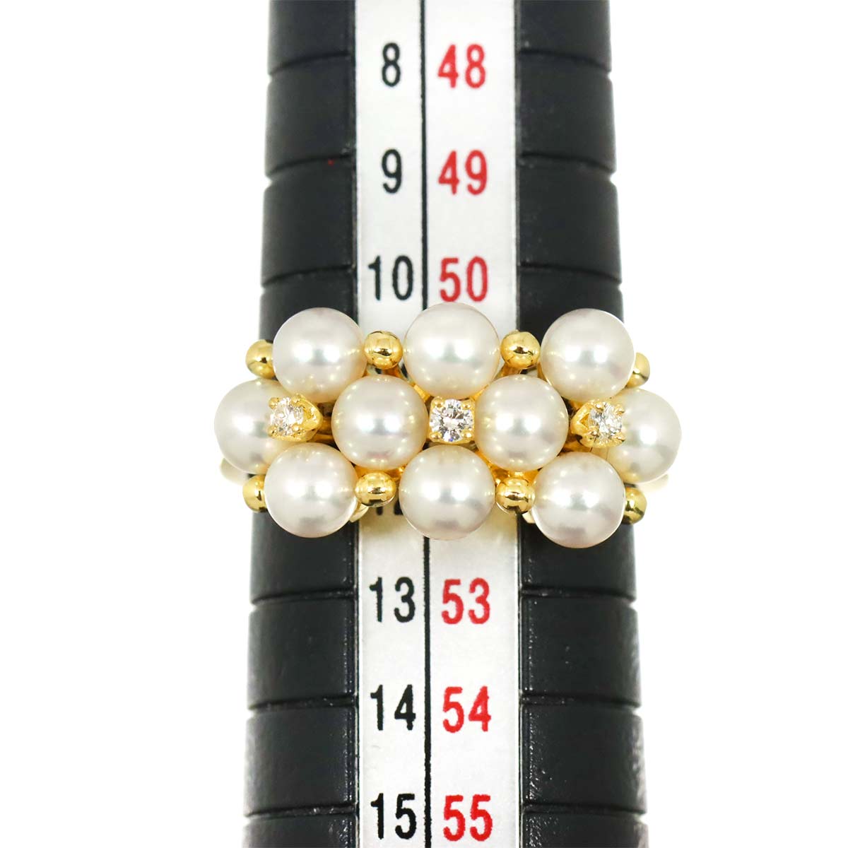 Baby Pearl 4.0mm Diamond Ring 18K YG 750 size5.75-6(US)