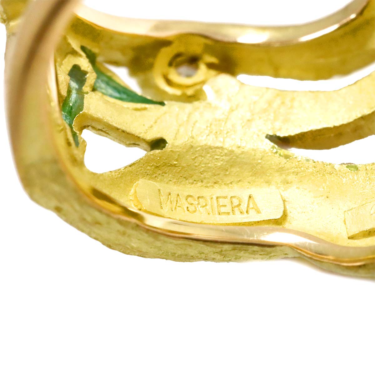 Diamond Enamel Ring 18K YG 750 Size5.25(US)