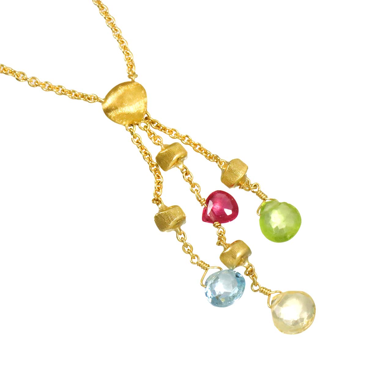 Multi Stone Necklace 18K Yellow Gold 750
