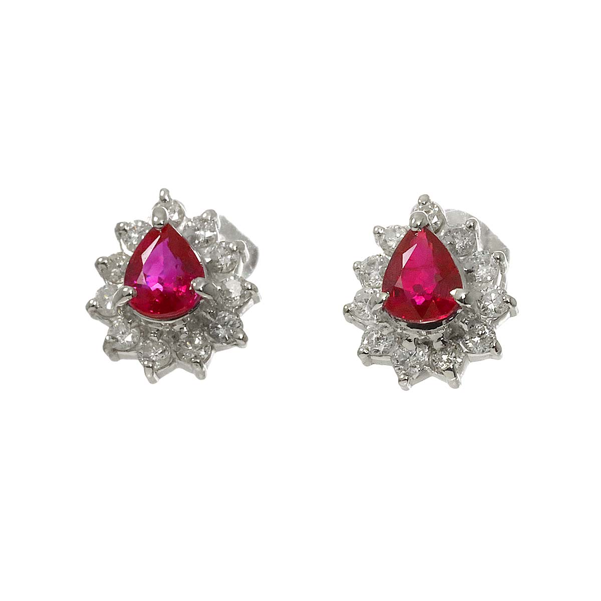 Ruby 0.30ct/0.28ct Diamond 0.14ct/0.14ct Earrings Pierced Pt