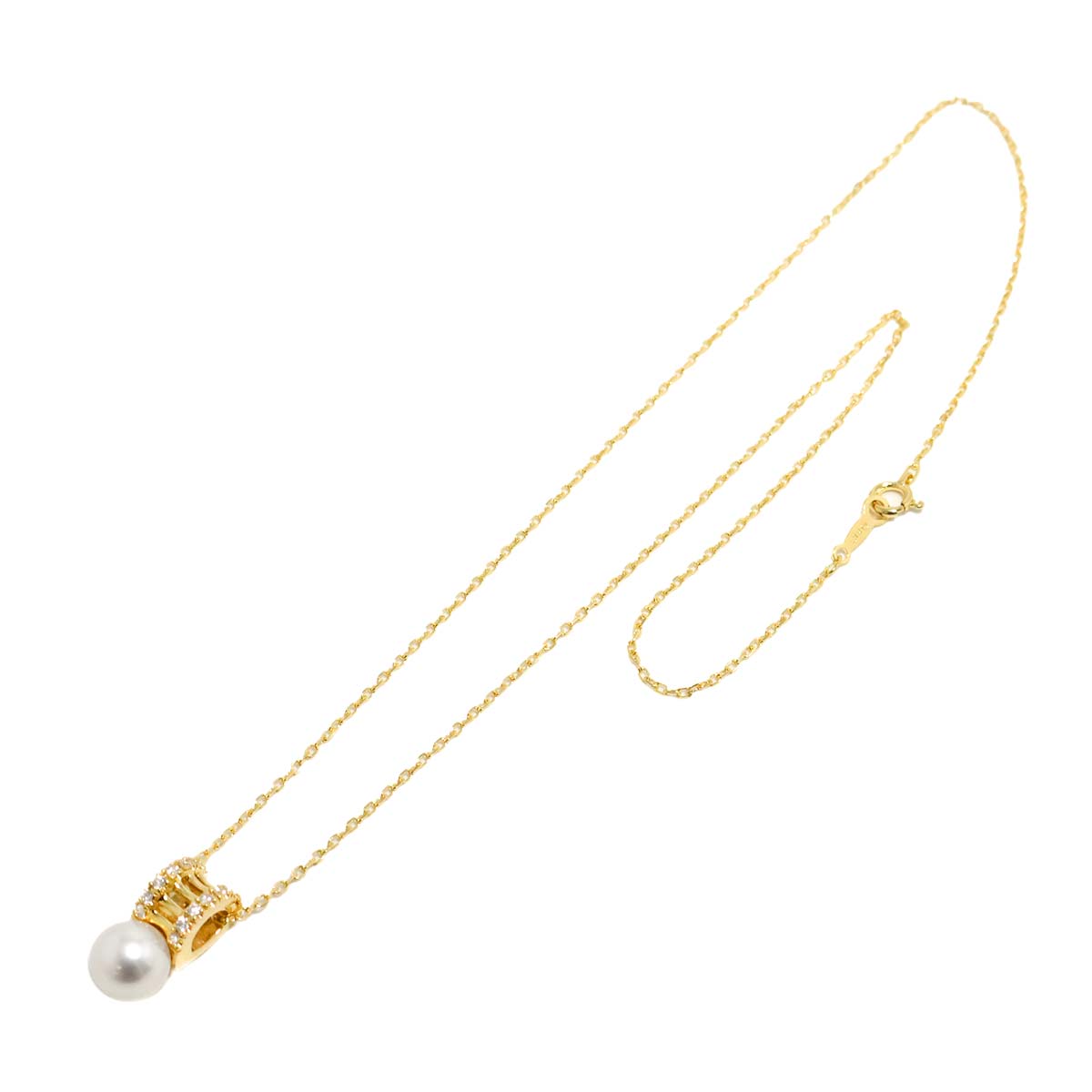 Akoya Pearl 7.7mm Diamond 0.18ct Necklace 18K YG 750