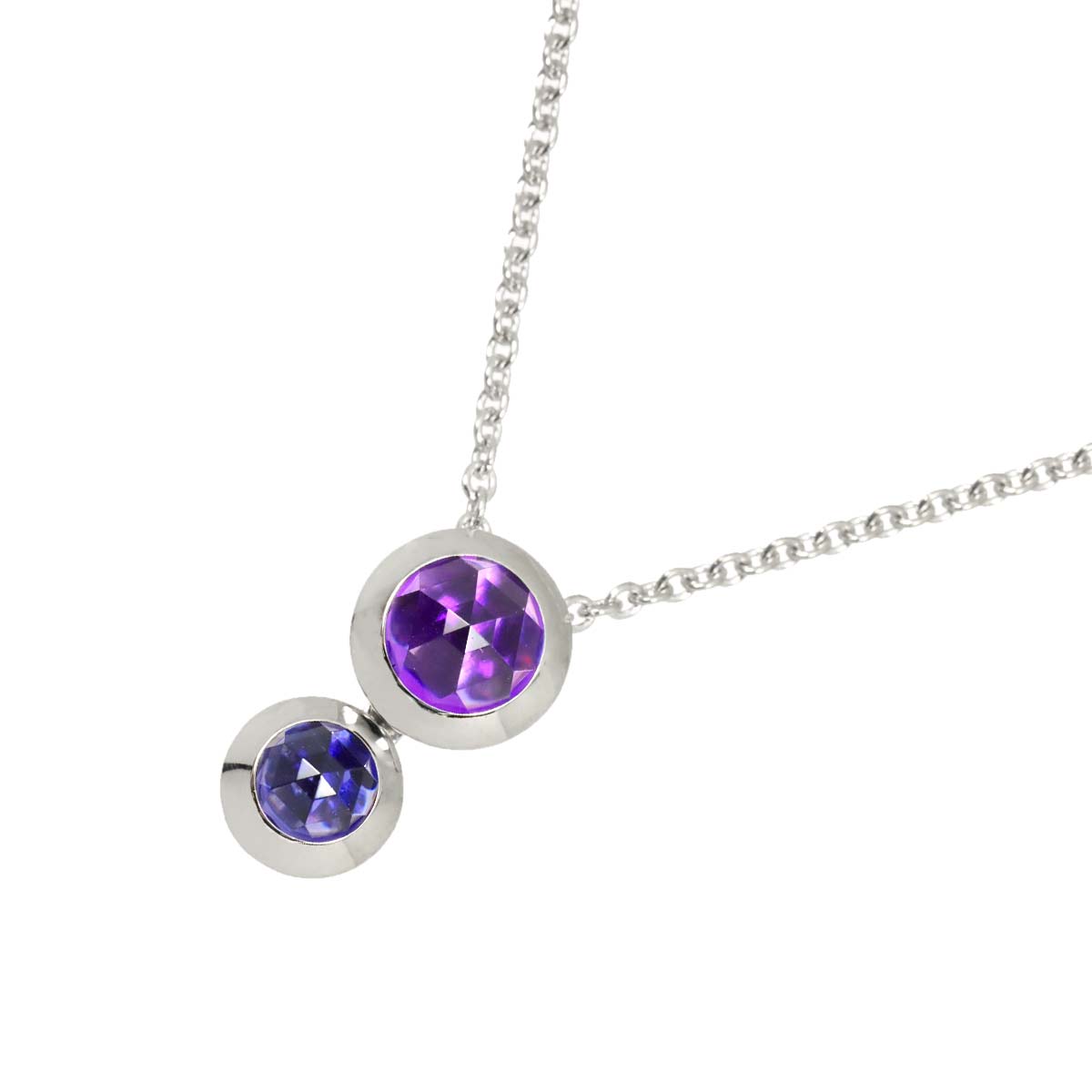 Amethyst Iolite Necklace 18K White Gold 750