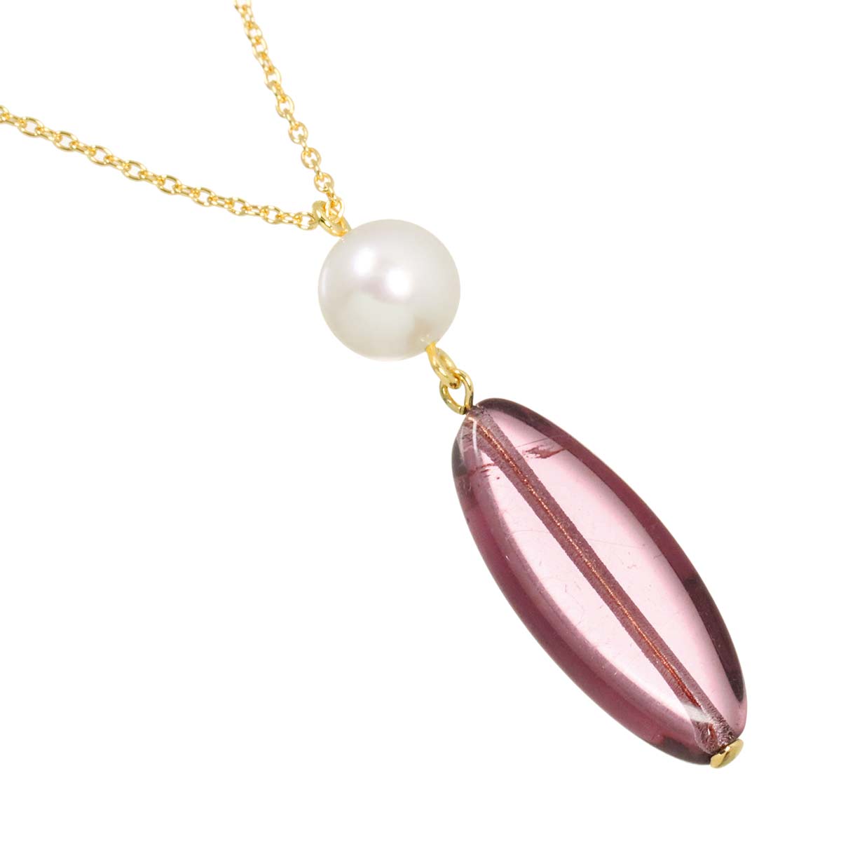 Akoya Pearl 6.9mm Tourmaline Necklace 18K YG 750