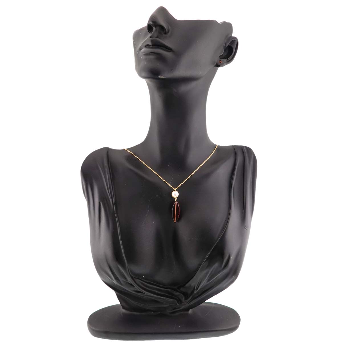 Akoya Pearl 6.9mm Tourmaline Necklace 18K YG 750