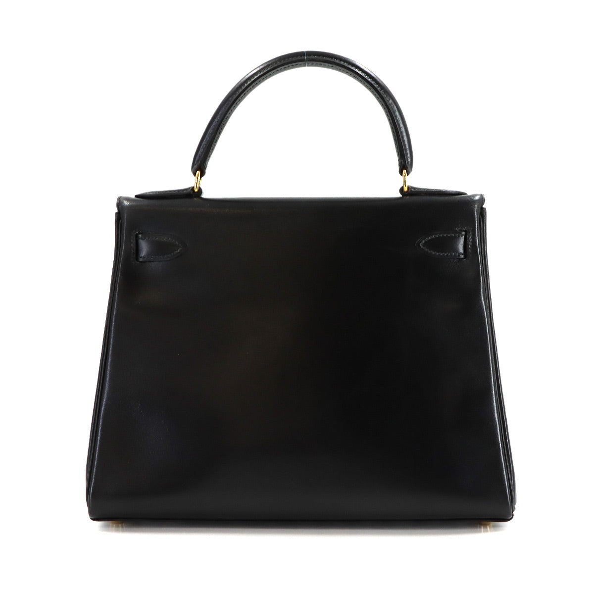 Kelly 28 Box carf Black 2way Hand Shoulder Bag Vintage Purse
