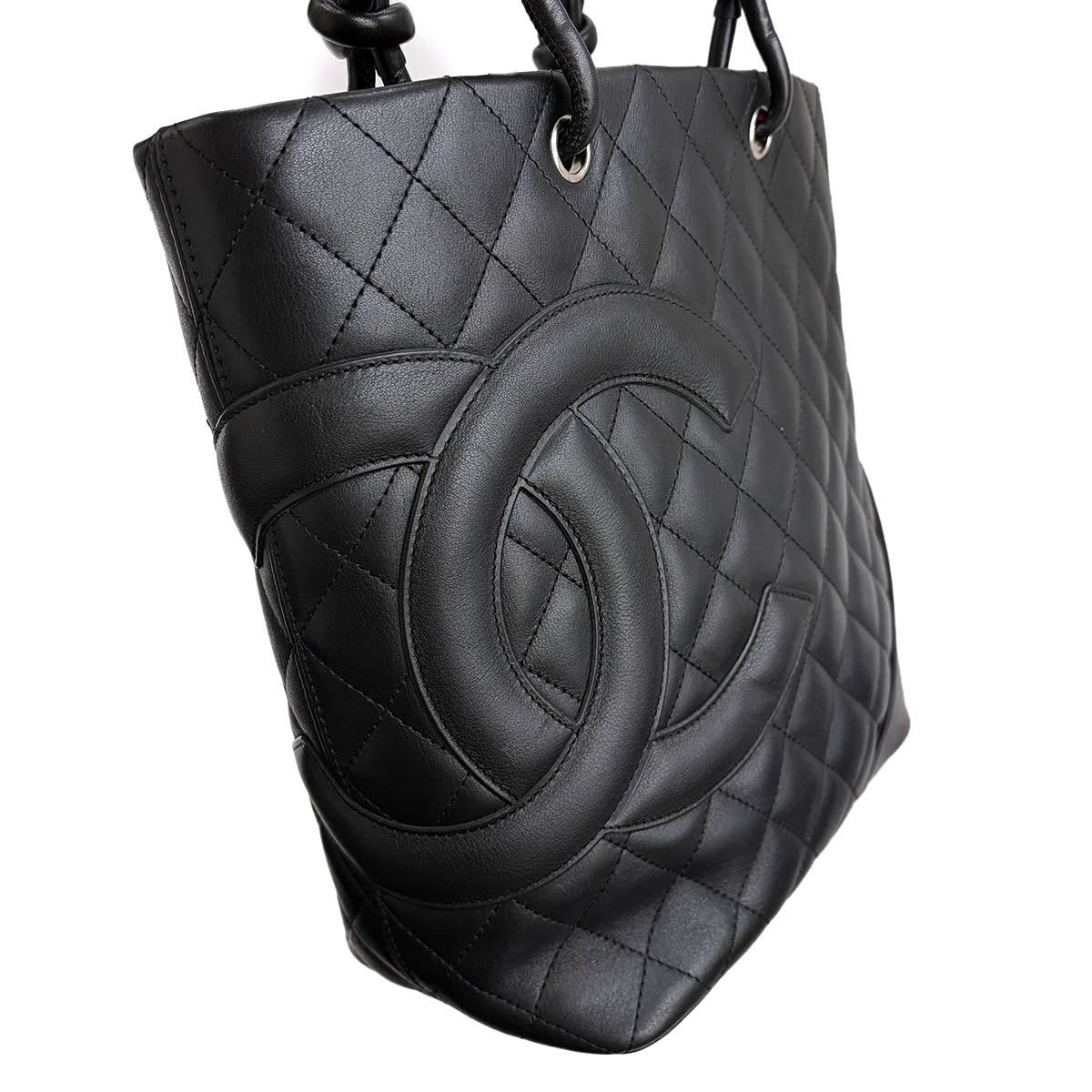 Cambon Line Medium Tote Bag Leather Black A25167 Purse