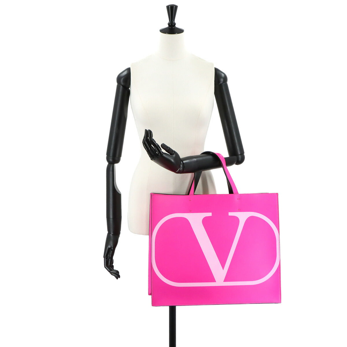 BALENCIAGA V Logos Large Tote Bag Leather Pink