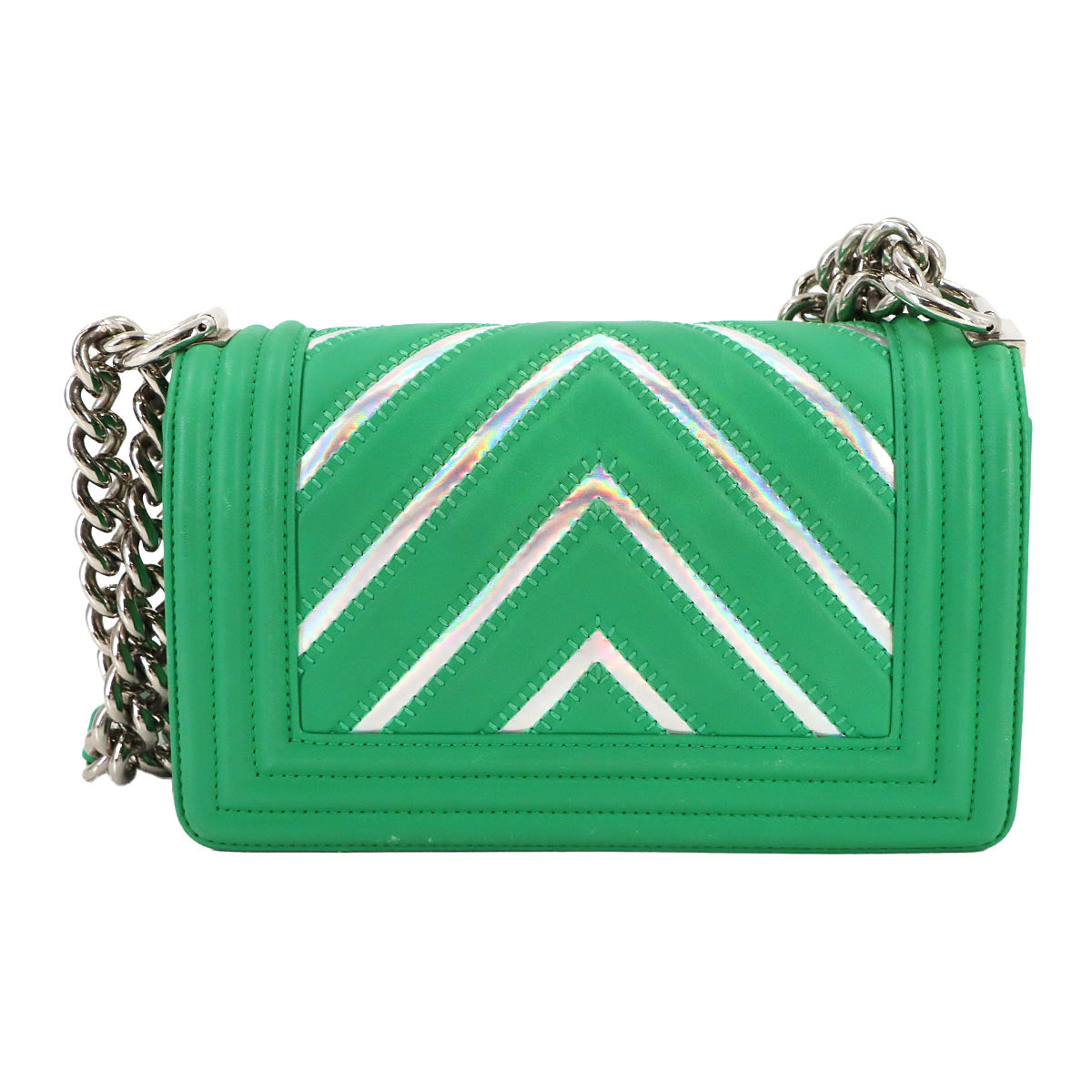 BOY CHANEL Small Chain Shoulder Bag Leather Green A67085