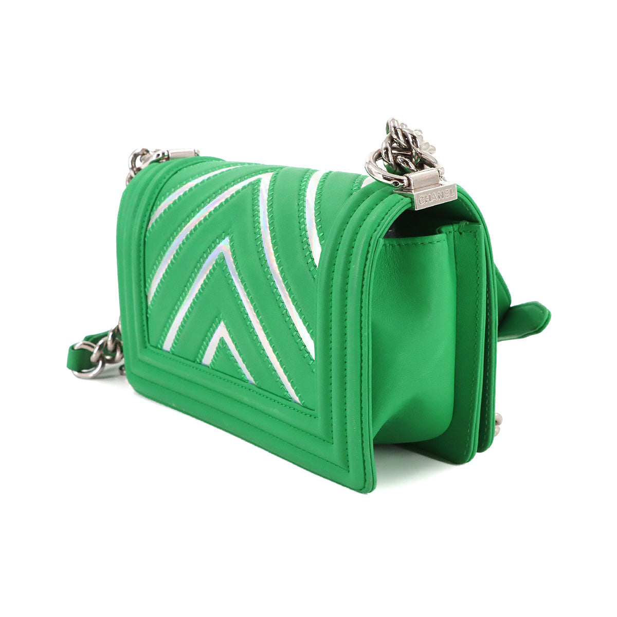 BOY CHANEL Small Chain Shoulder Bag Leather Green A67085