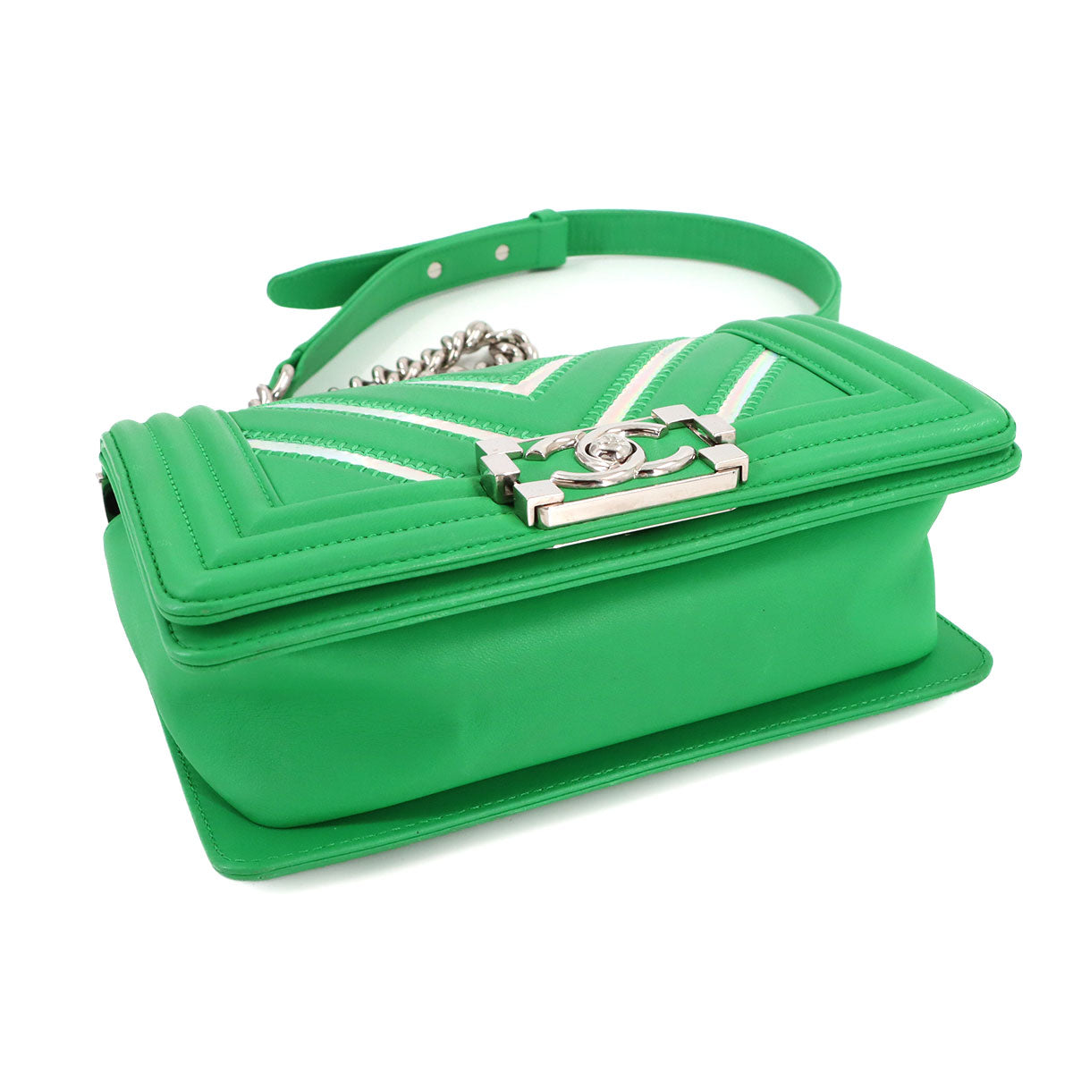 BOY CHANEL Small Chain Shoulder Bag Leather Green A67085