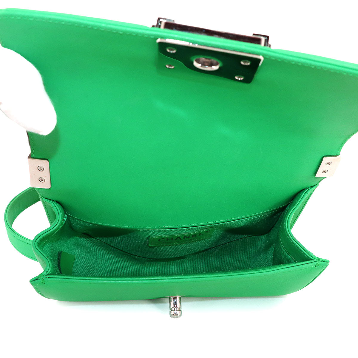 BOY CHANEL Small Chain Shoulder Bag Leather Green A67085