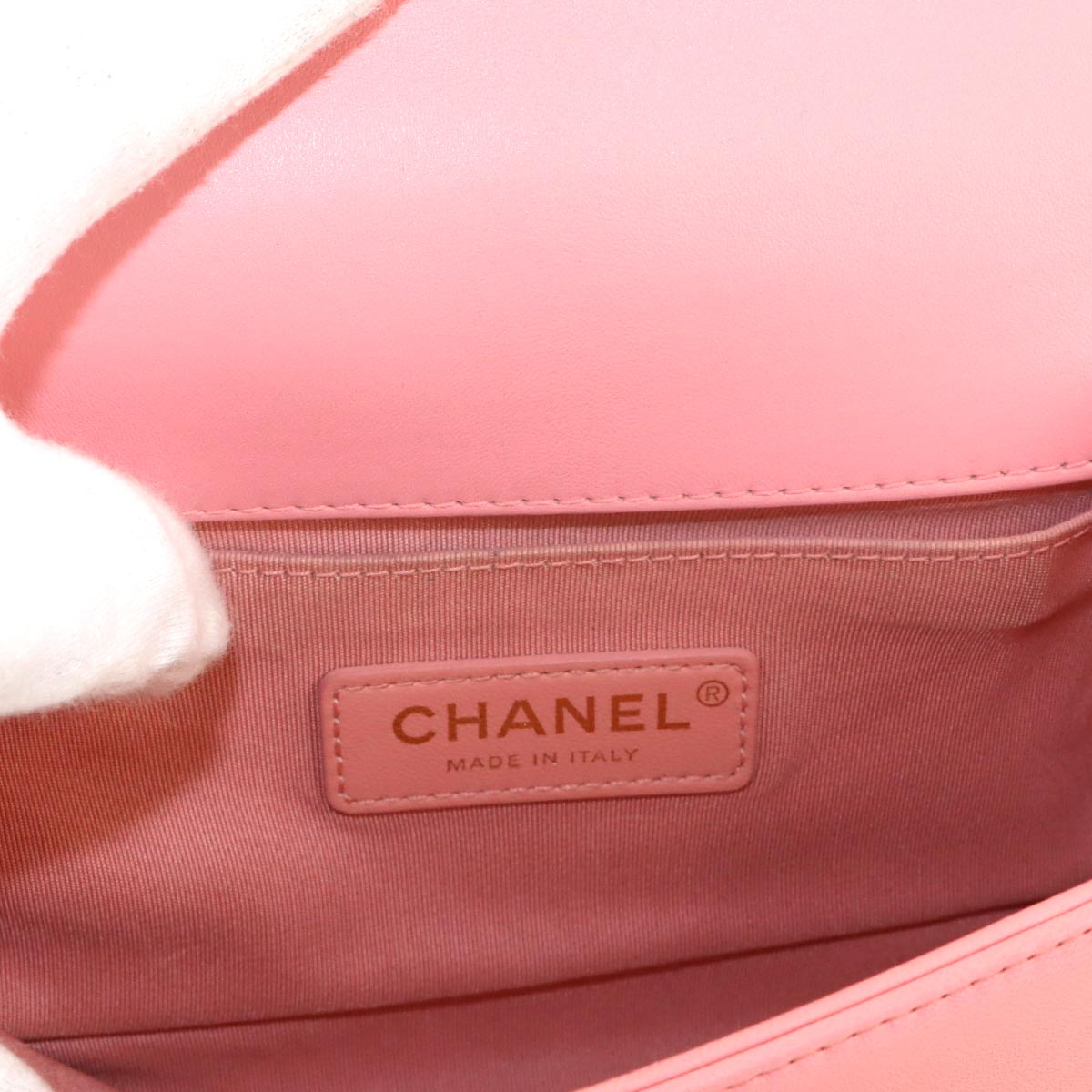 CHANEL BOY CHANEL Small Chain Shoulder Bag Leather Pink A67085 Chevron