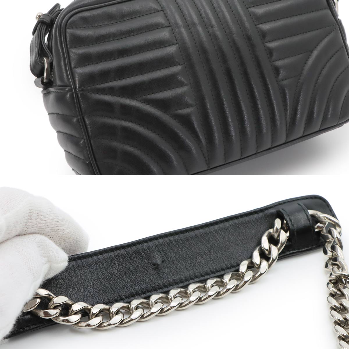 Diagramme Chain Shoulder Bag Leathear Nero Black 1BH083 Purse