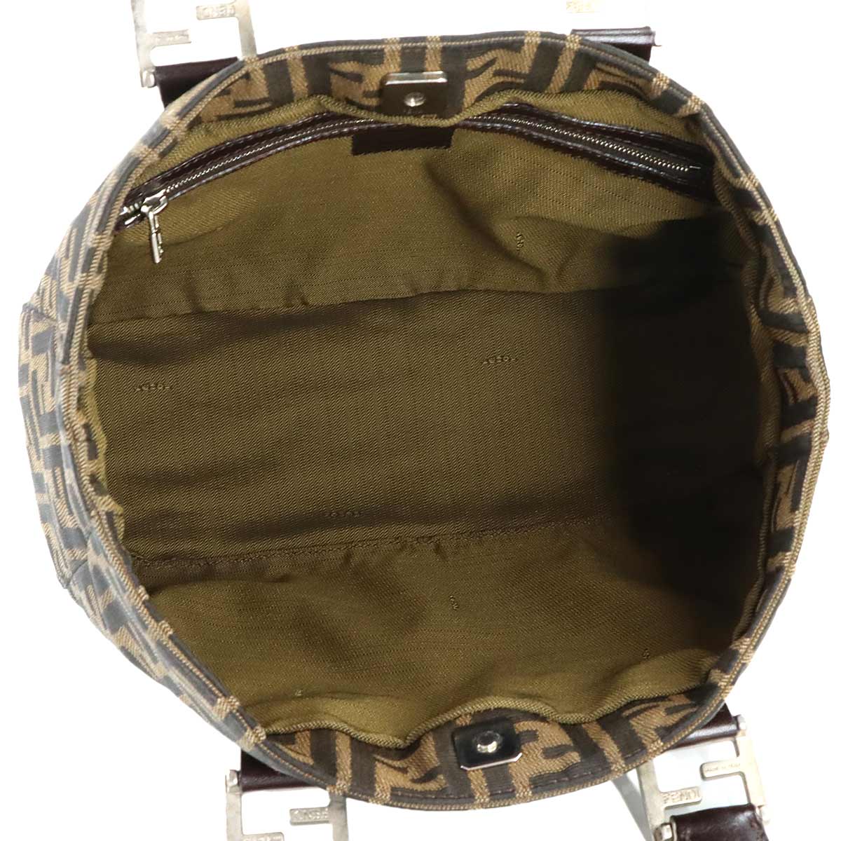 Zucca Tote Bag Canvas Leather Brown 26329 FF Purse