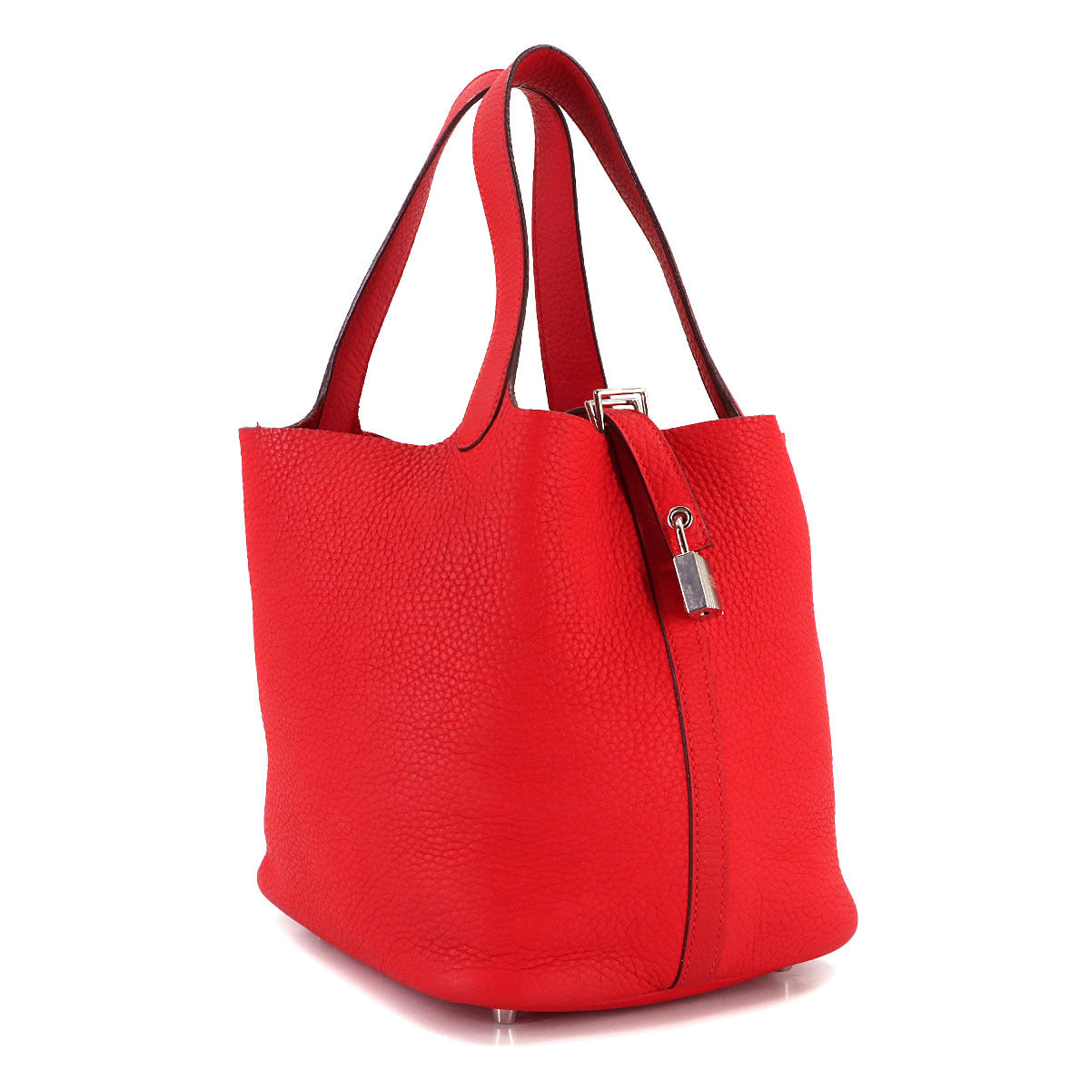 Picotin Lock MM Hand Bag Taurillon Clemence Rouge tomate
