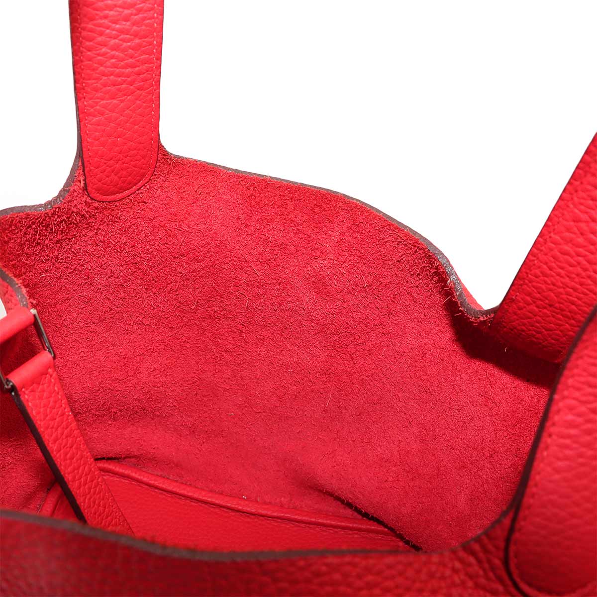 Picotin Lock MM Hand Bag Taurillon Clemence Rouge tomate