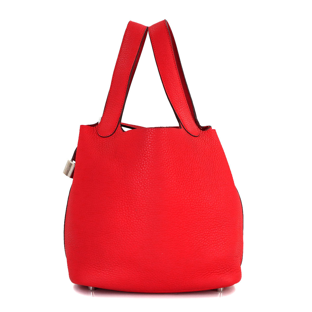 Picotin Lock MM Hand Bag Taurillon Clemence Rouge tomate