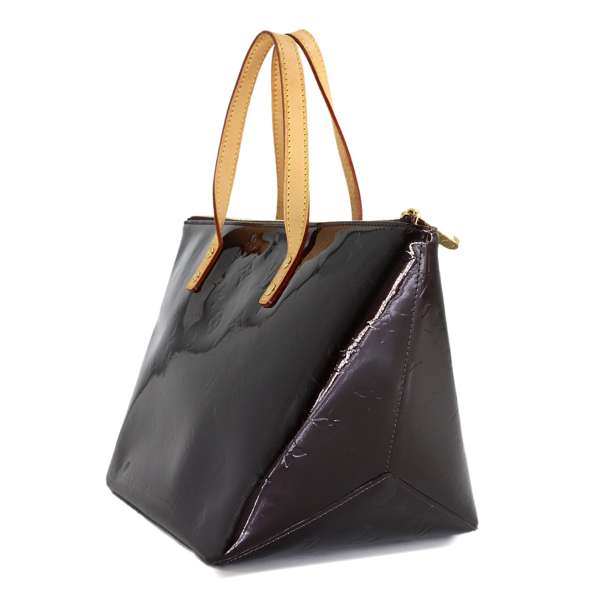 Monogram Vernis Bellevue PM Tote Bag Enamel Amarante