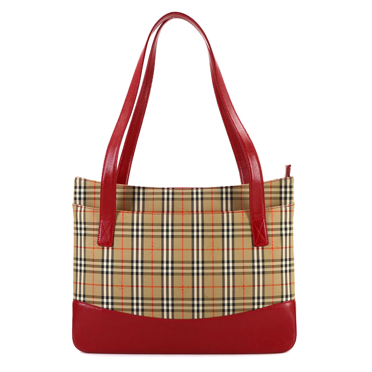 Plaid Tote Bag Canvas Leather Brown Red Haymarket