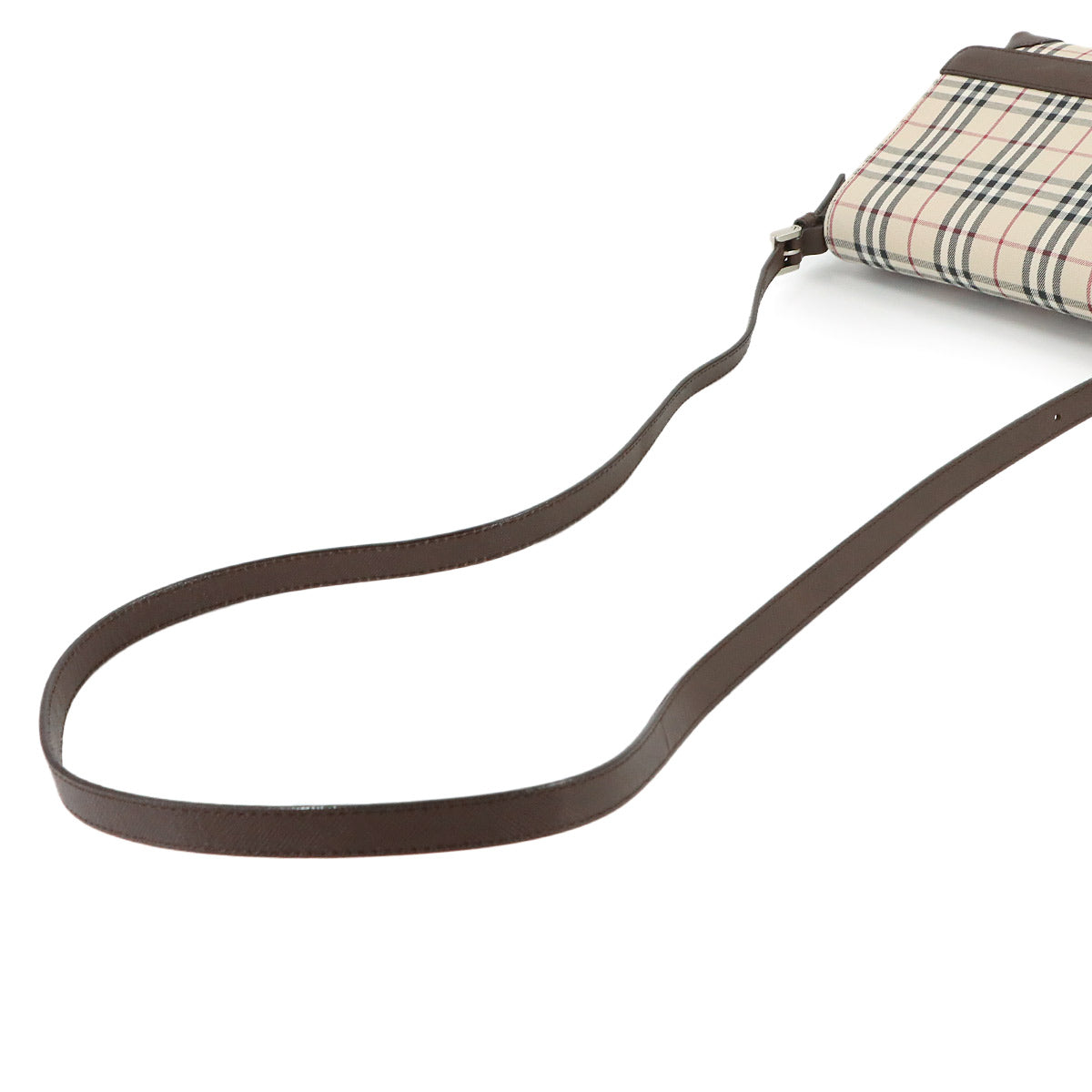 Shoulder Bag Canvas Leather Beige Brown Plaid Purse