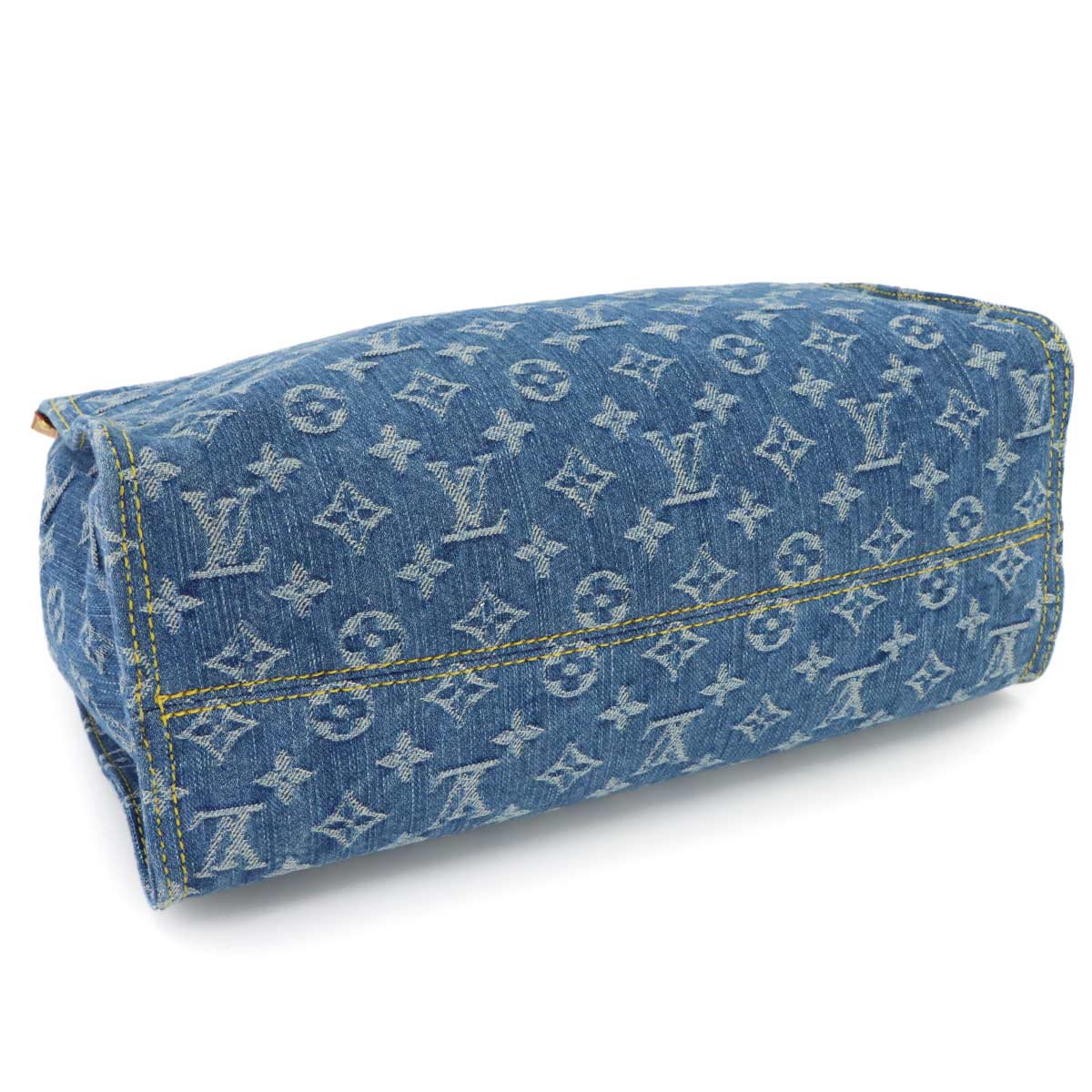Monogram Denim Onthego MM Tote Shoulder Bag Blue M46871