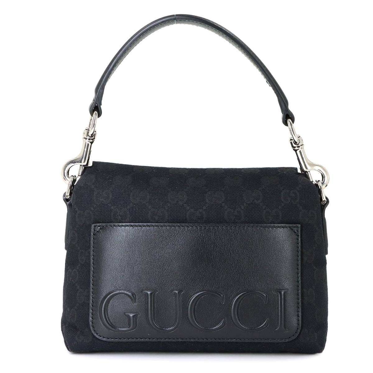 GG Canvas 2way Hand Bag Leather Black 821617 Purse