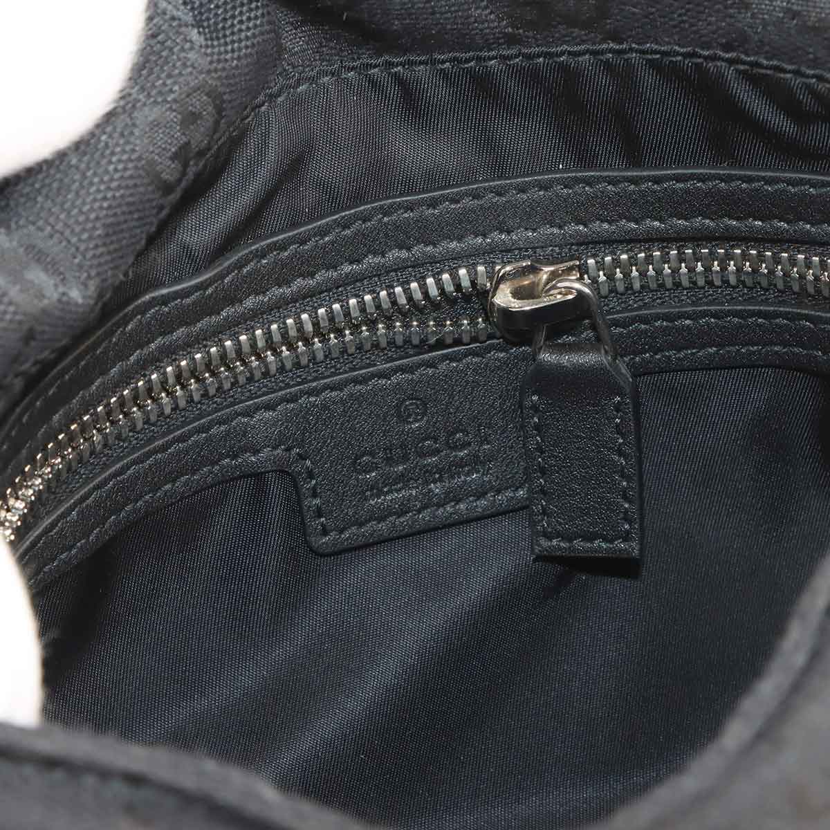 GG Canvas 2way Hand Bag Leather Black 821617 Purse