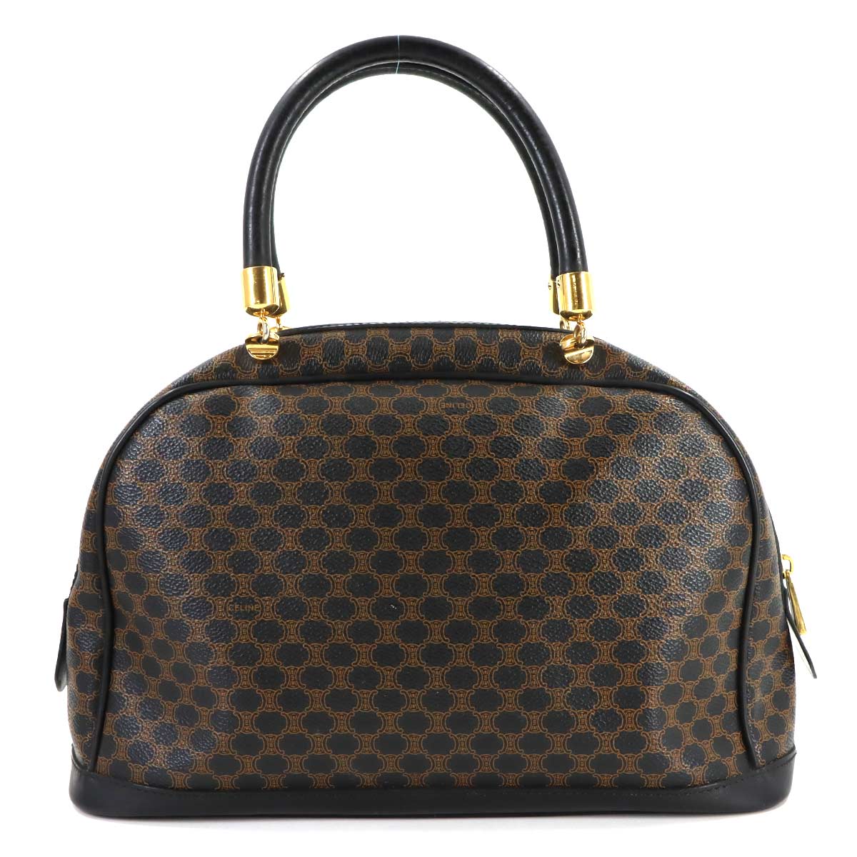 Macadam Hand Bag PVC Leather Black Brown Vintage Purse