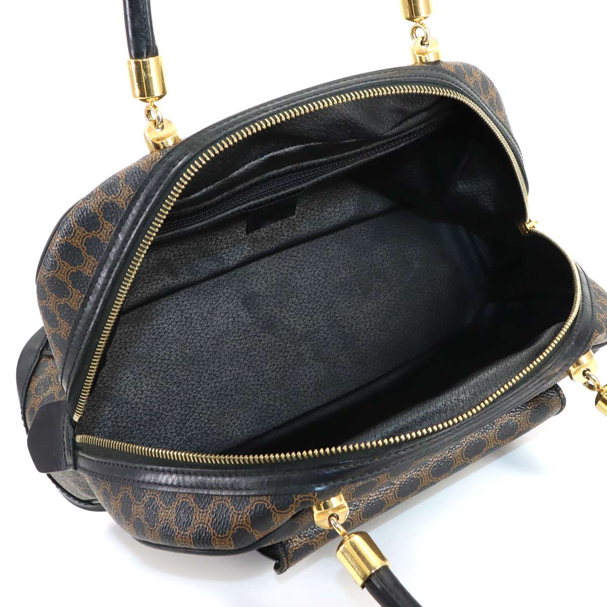 Macadam Hand Bag PVC Leather Black Brown Vintage Purse
