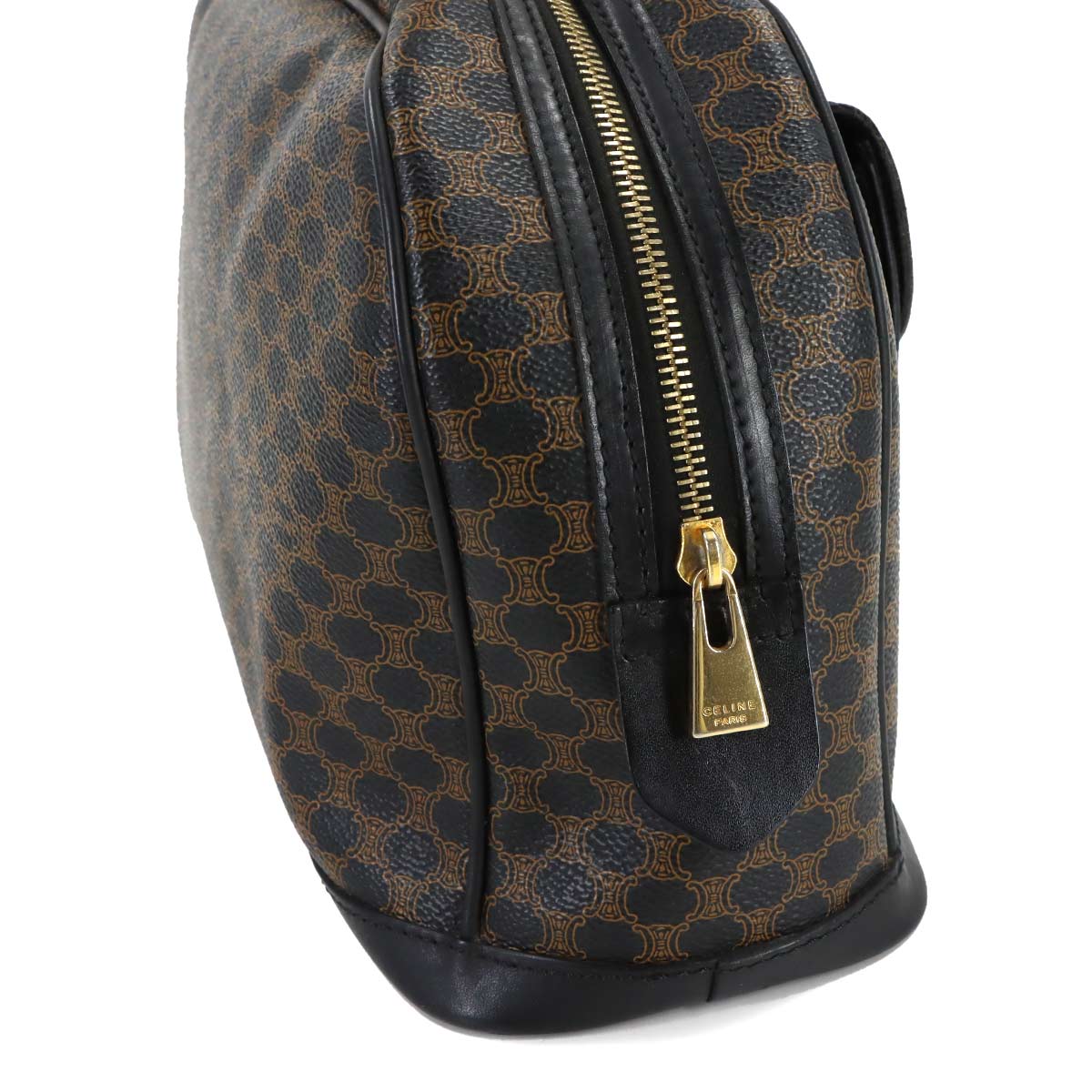 Macadam Hand Bag PVC Leather Black Brown Vintage Purse