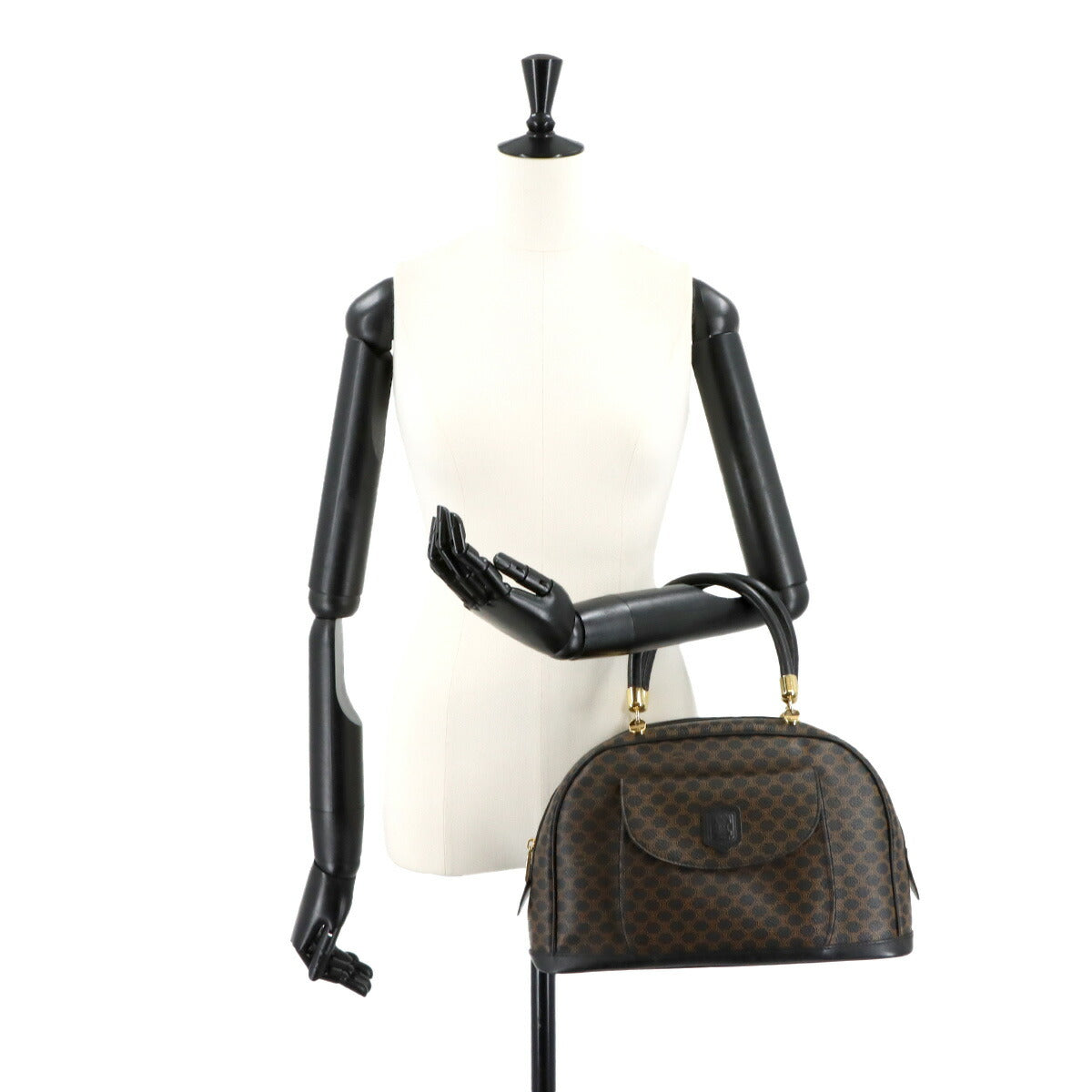 Macadam Hand Bag PVC Leather Black Brown Vintage Purse