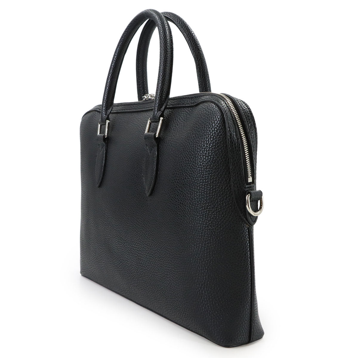2way Briefcase Shoulder Bag Leather Black Embossed