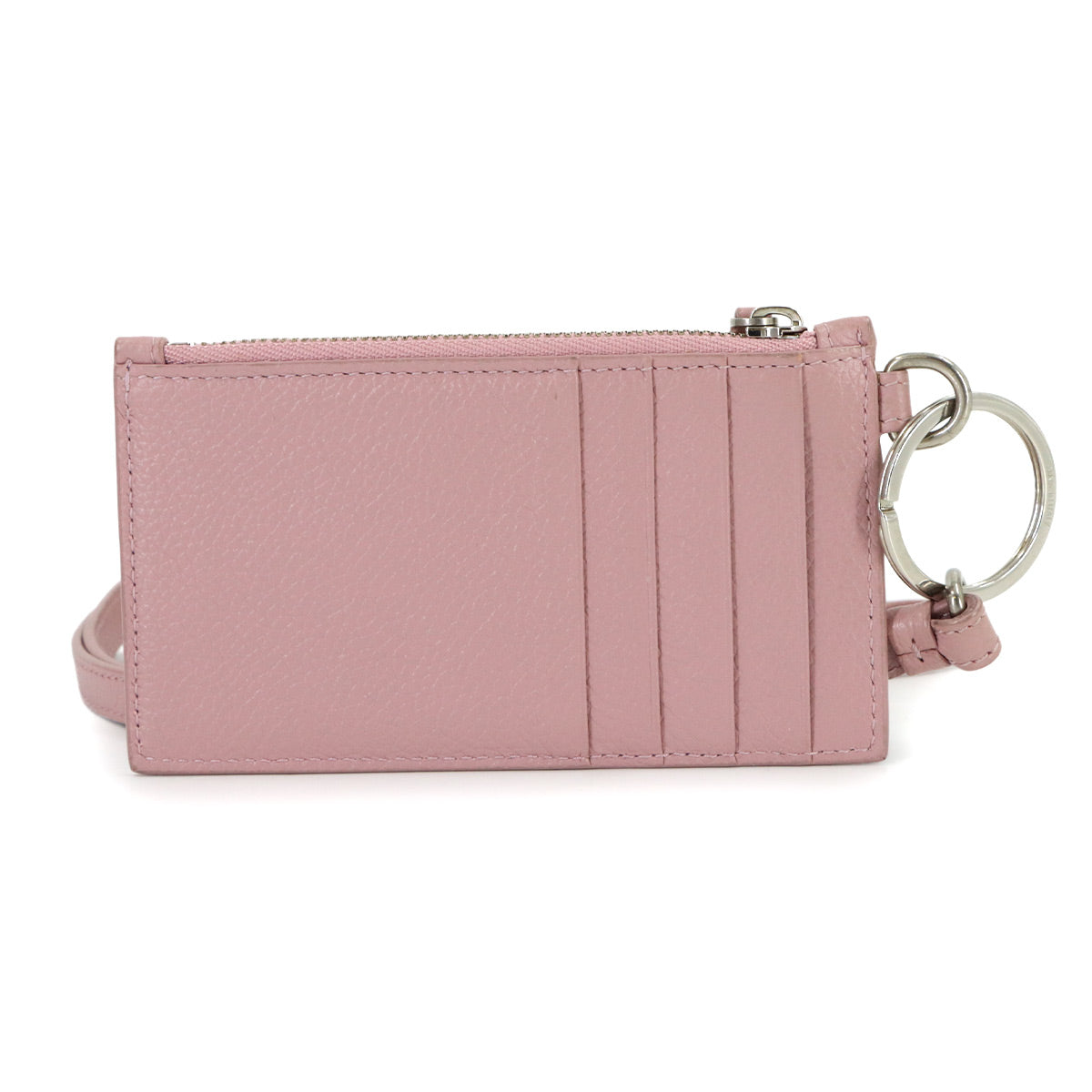 Cash Key ring Card Coin Case Leather Pink 594548