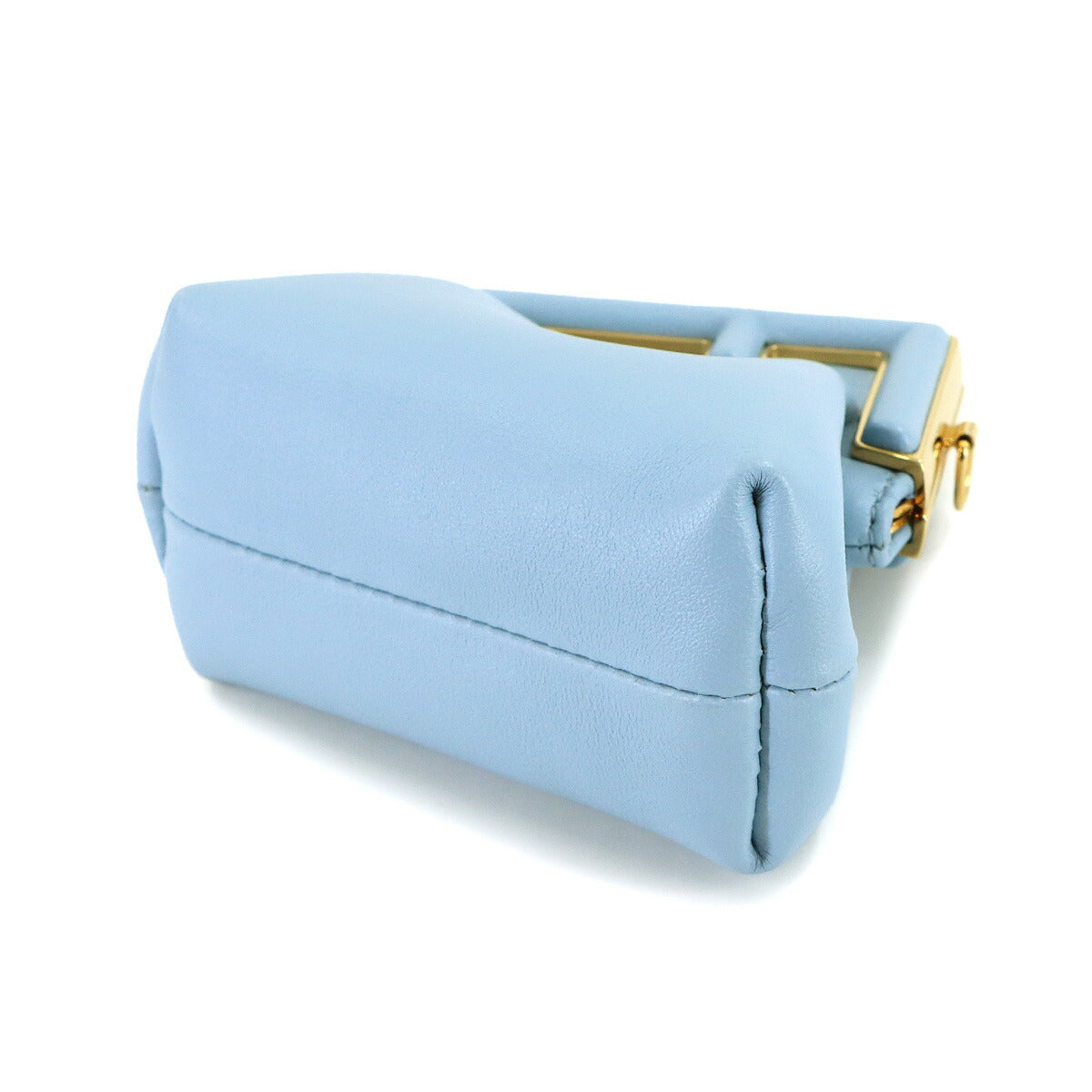 First Nano Charm Coin Case Chain Wallet Leather Blue 7AS051