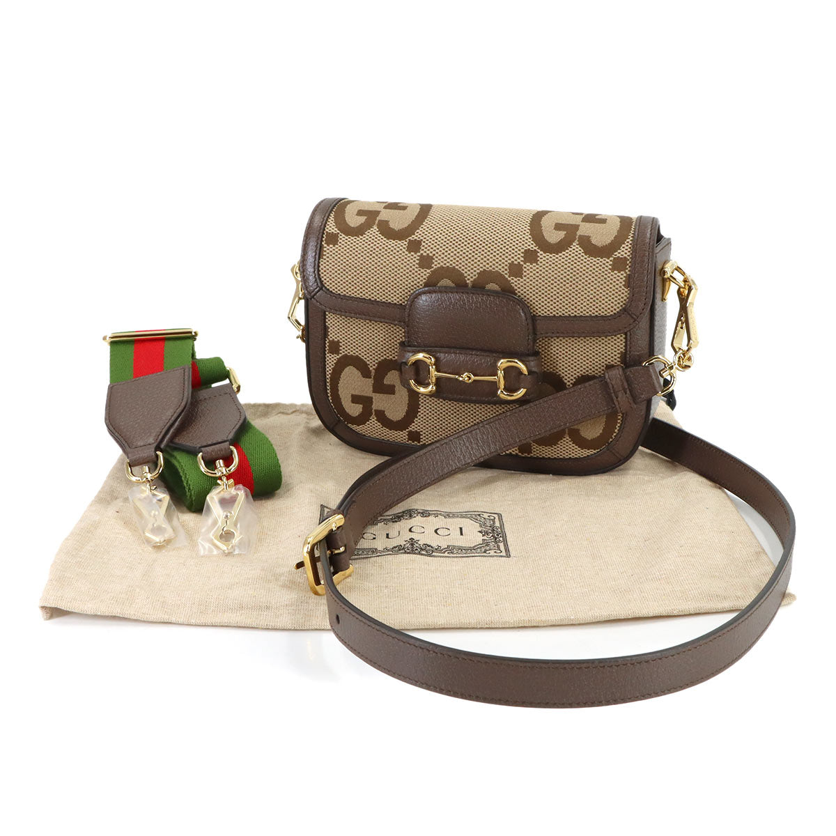 Horsebit 1955 Shoulder Bag Jumbo GG Canvas Leather 656574