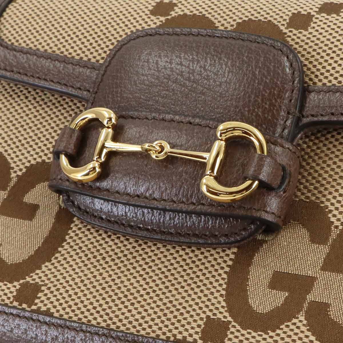 Horsebit 1955 Shoulder Bag Jumbo GG Canvas Leather 656574