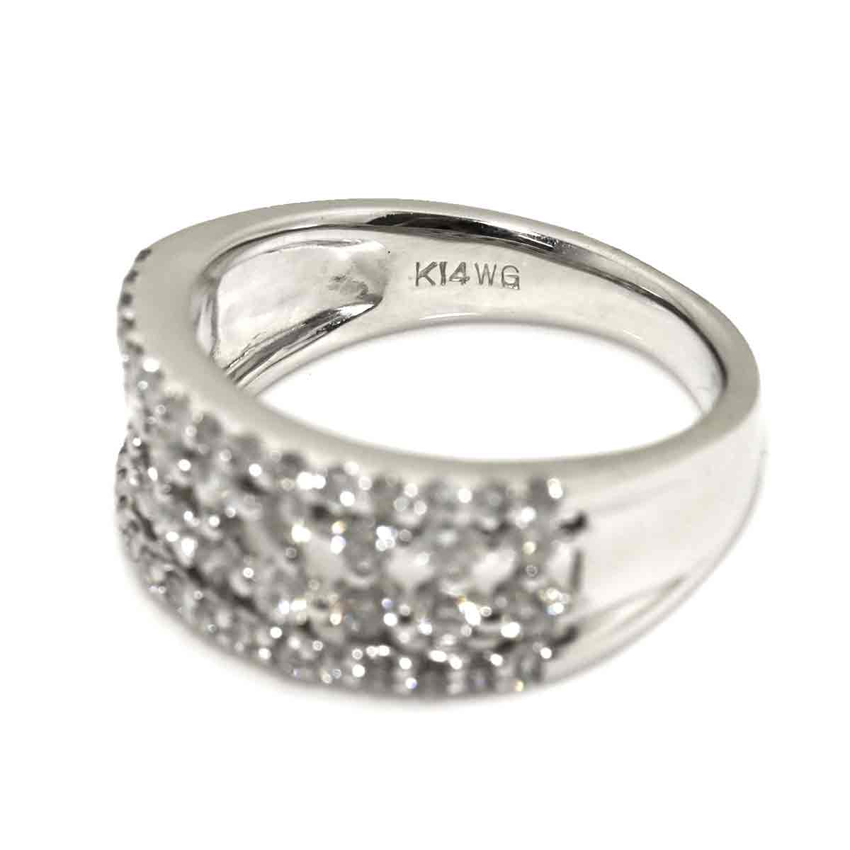 Diamond 0.93ct Ring 14K K14 WG White Gold size5.75-6(US)