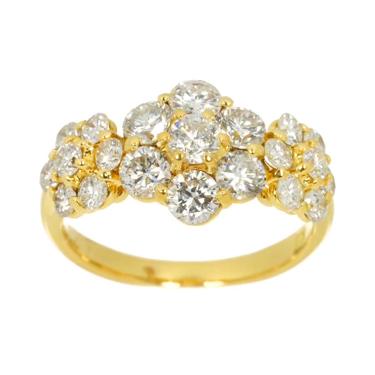 Diamond 1.47ct Ring 18K YG Yellow Gold 750 Size3.75(US)