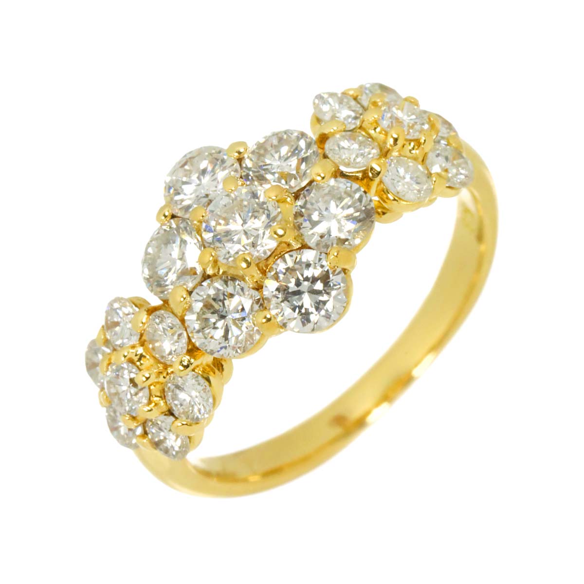 Diamond 1.47ct Ring 18K YG Yellow Gold 750 Size3.75(US)