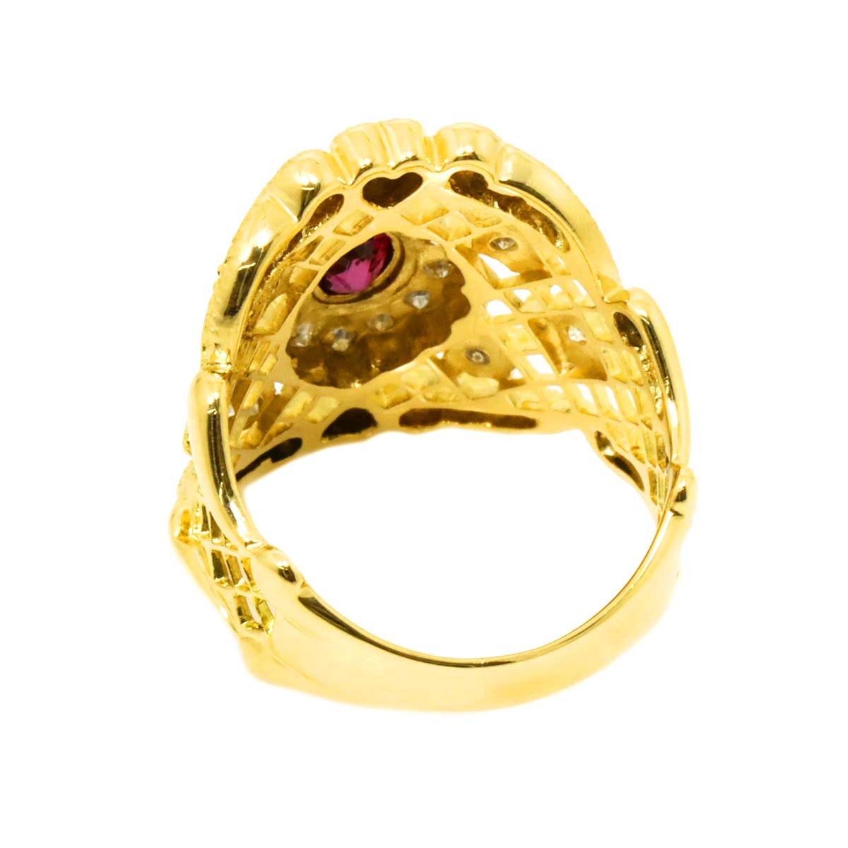 Ruby 0.41ct Diamond 0.41ct Ring 18K YG size5.75-6(US)