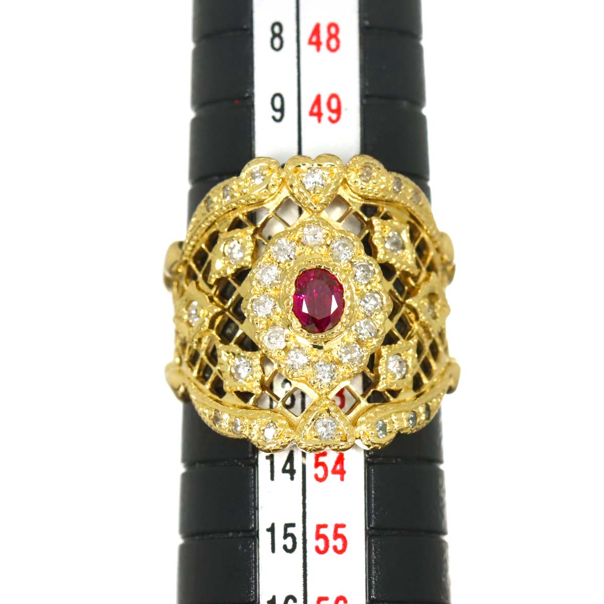 Ruby 0.41ct Diamond 0.41ct Ring 18K YG size5.75-6(US)