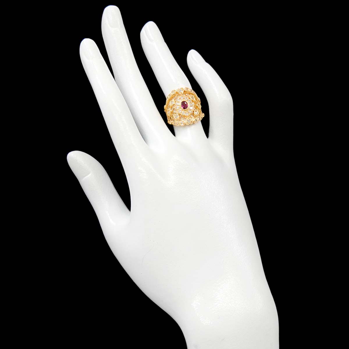 Ruby 0.41ct Diamond 0.41ct Ring 18K YG size5.75-6(US)