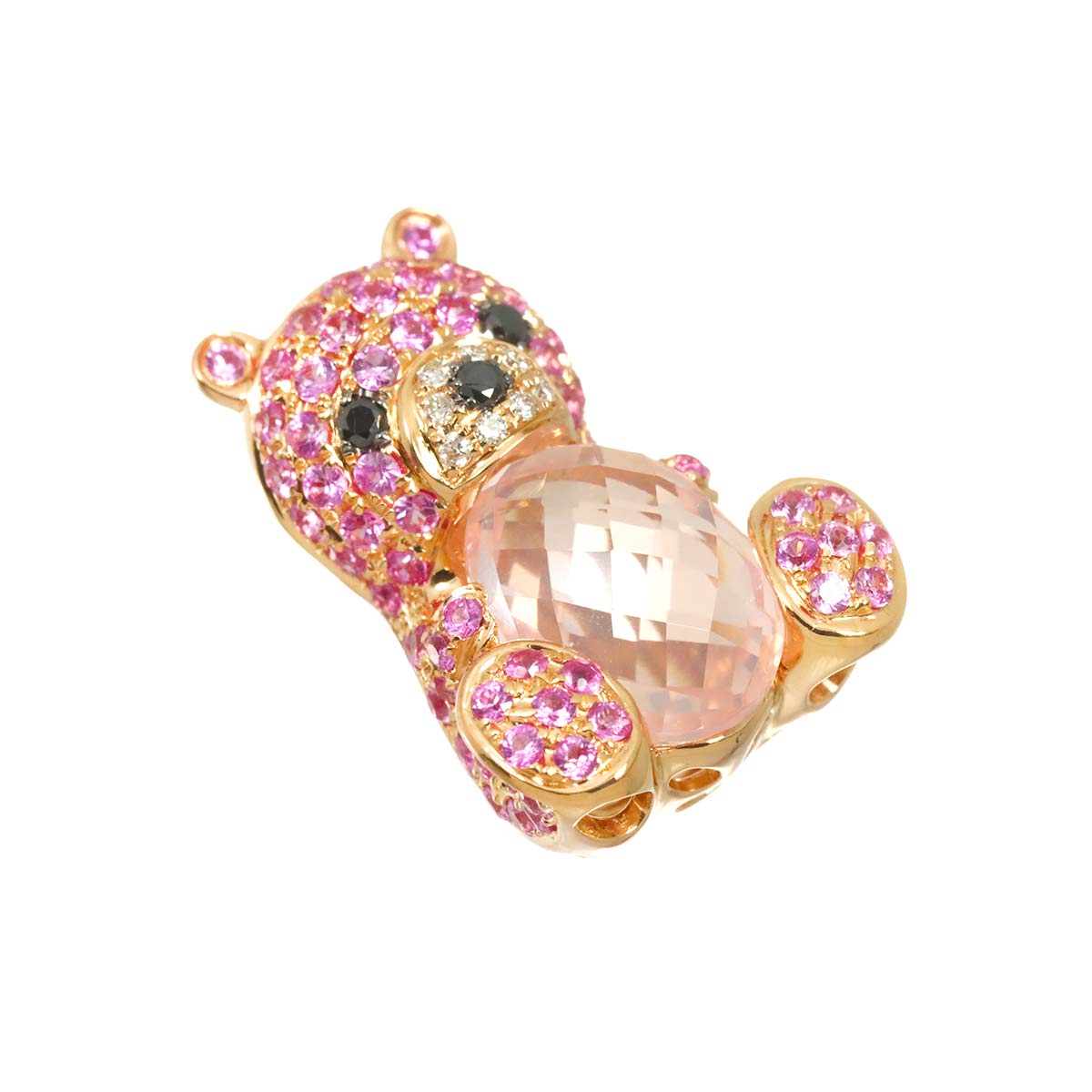 Quartz Sapphire Diamond Pendant Top 18K PG Pink Gold 750