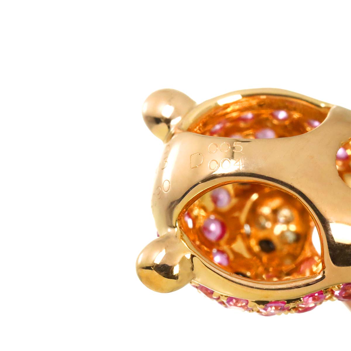 Quartz Sapphire Diamond Pendant Top 18K PG Pink Gold 750