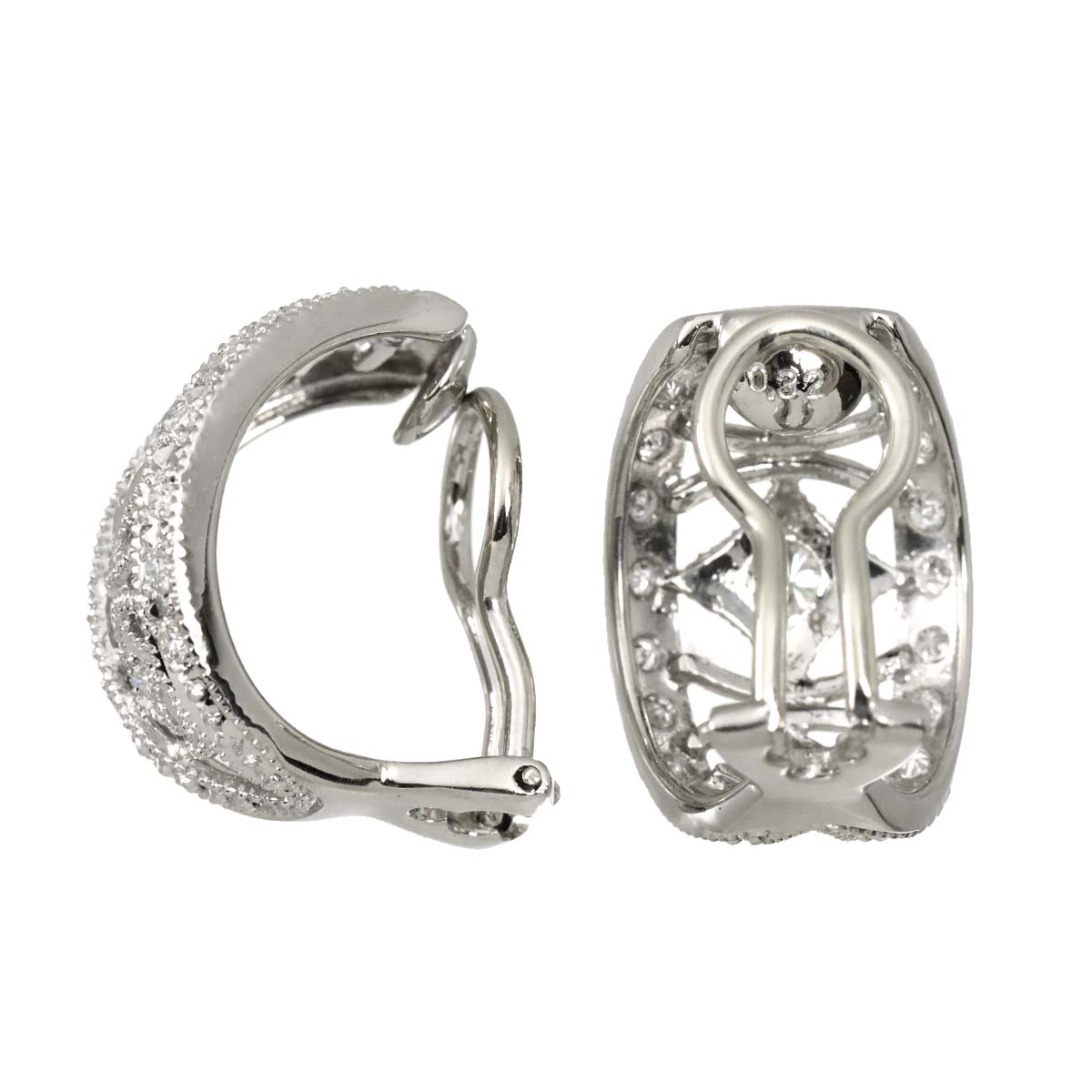 Diamond 0.32ct/0.32ct Earrings Clip on Platinum 14K White Gold 585