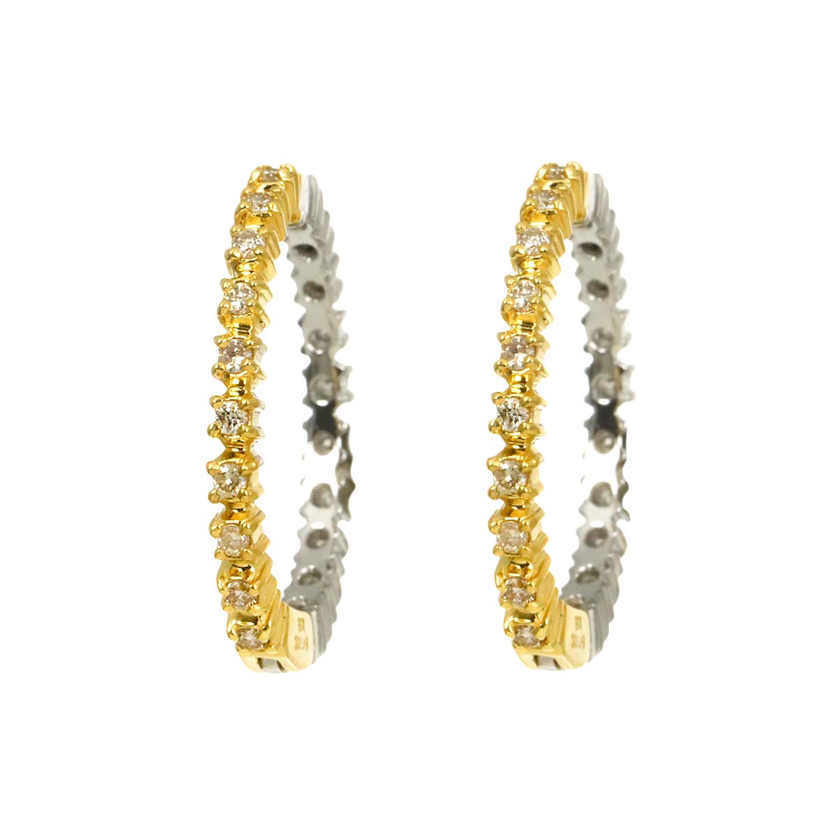 Diamond 0.11ct/0.11ct Earrings Clip-on 18K K18 YG Pt Platinum 750