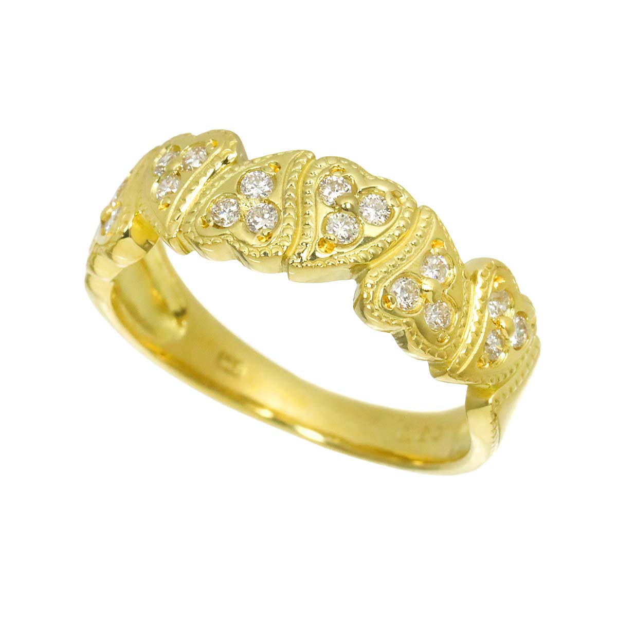 Diamond 0.20ct Ring 18K YG Yellow Gold 750 Size5.75-6(US)